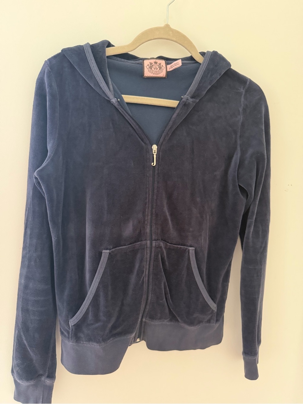 Juicy Couture Navy Velvet Zip Hoodie